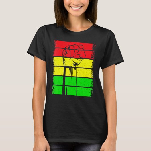 Inspiring Black Leaders Power Fist Hand Black Hist T-shirt (Voorkant)