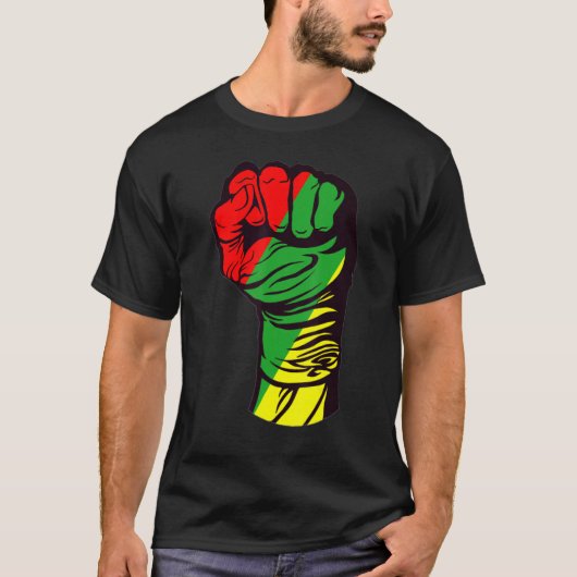 Inspiring Black Leaders Power Fist Hand Black Hist T-shirt (Voorkant)
