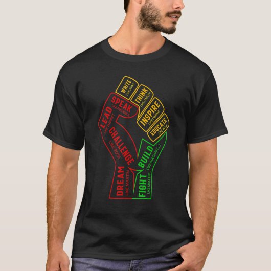 Inspiring Black Leaders Power Fist Hand Black Hist T-shirt (Voorkant)