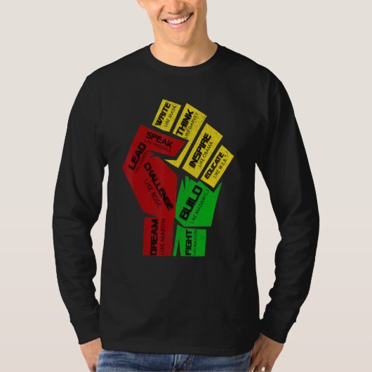 Inspiring Black Leaders Power Fist Hand Black Hist T-shirt (Voorkant)