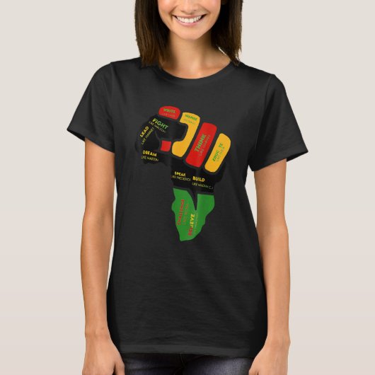 Inspiring Black Leaders Power Fist Hand Black Hist T-shirt (Voorkant)