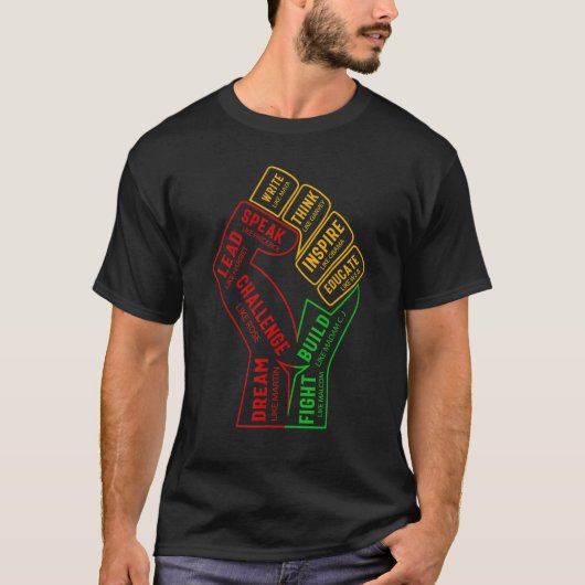 Inspiring Black Leaders Power Fist Hand Black Hist T-shirt (Voorkant)