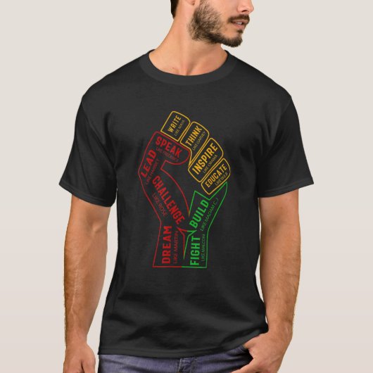 Inspiring Black Leaders Power Fist Hand Black Hist T-shirt (Voorkant)