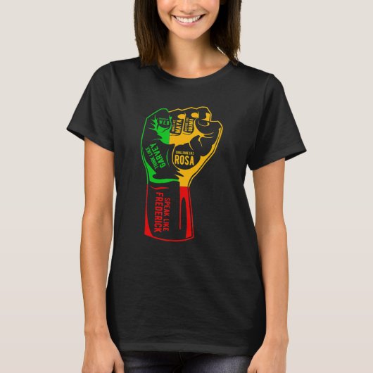 Inspiring Black Leaders Power Fist Hand Black Hist T-shirt (Voorkant)