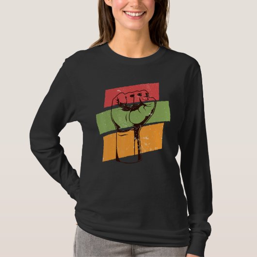 Inspiring Black Leaders Power Fist Hand Black Hist T-shirt (Voorkant)