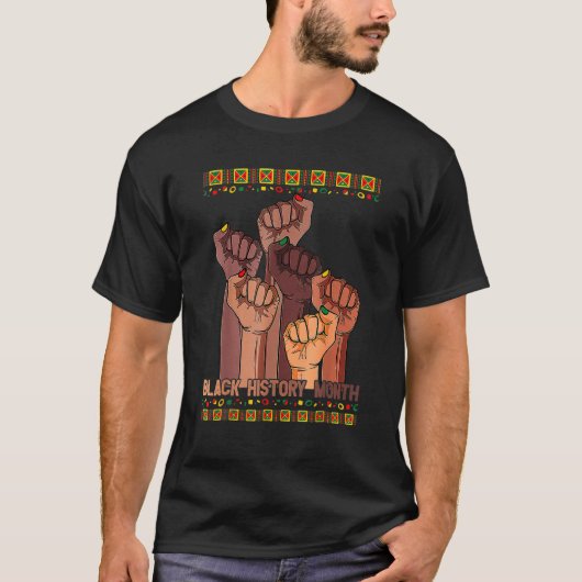 Inspiring Black Leaders Power Fist Hand Black Hist T-shirt (Voorkant)