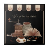 Inspiring Black Retro Coffee Grinder Kitchen Décor Tegeltje (Voorkant)