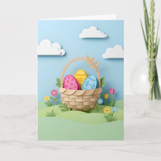 Inspiring Easter Egg Basket Papercraft Flowers Feestdagen Kaart (Voorkant)