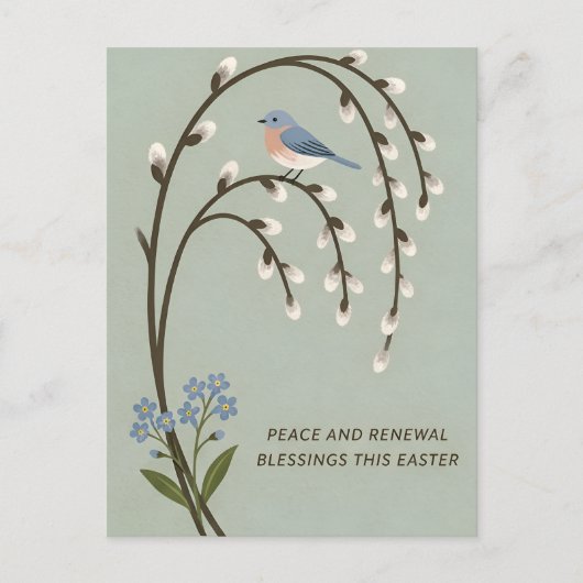 Inspiring Easter Peace Renewal Bluebird Willow Briefkaart (Voorkant)
