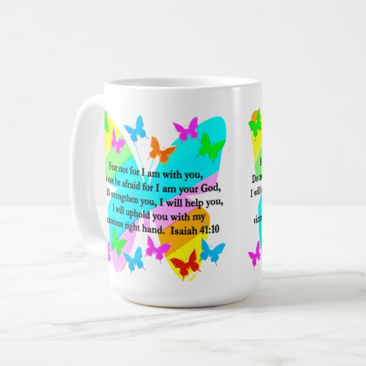 INSPIRING ISAIAH 41:10 BIBLIOTHEEK ZEER ONTWERP KOFFIEMOK (Voorkant links)