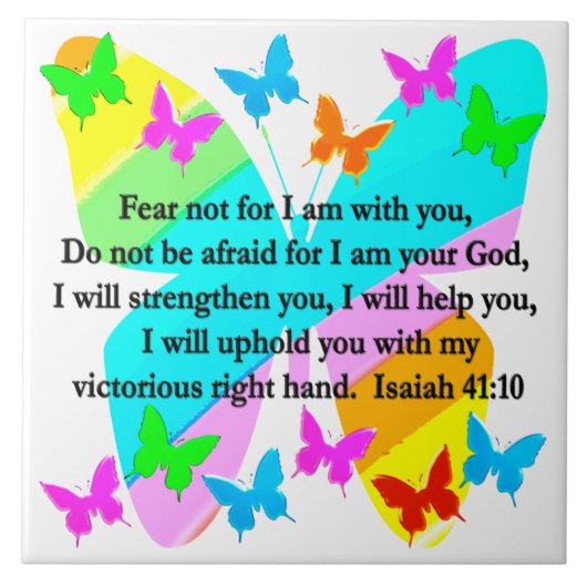 INSPIRING ISAIAH 41:10 BIBLIOTHEEK ZEER ONTWERP TEGELTJE (Voorkant)