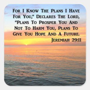 INSPIRING JEREMIAH 29:11 SUNRISE VIERKANTE STICKER