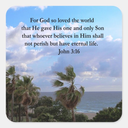 INSPIRING JOHN 3:16 FOTO VIERKANTE STICKER (Voorkant)