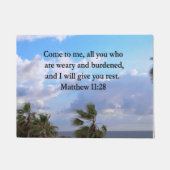 INSPIRING MATTHEW 11:28 SCRIPTURE ONTWERP DEURMAT (Voorkant)