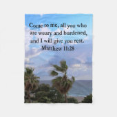 INSPIRING MATTHEW 11:28 SCRIPTURE ONTWERP FLEECE DEKEN (Voorkant)