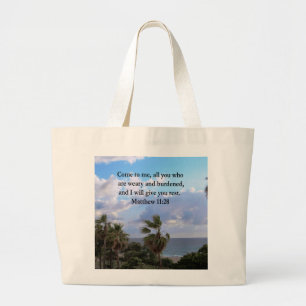 INSPIRING MATTHEW 11:28 SCRIPTURE ONTWERP GROTE TOTE BAG