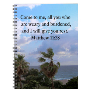INSPIRING MATTHEW 11:28 SCRIPTURE ONTWERP NOTITIEBOEK