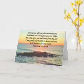 INSPIRING MATTHEW 11:28 SUNRISE FOTO-ONTWERP KAART (Gele Bloem)