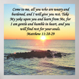 INSPIRING MATTHEW 11:28 SUNRISE FOTO-ONTWERP POSTER