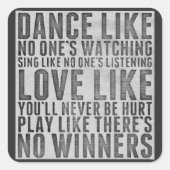 Inspiring Quote Rustic Grunge Text Sign Vierkante Sticker (Voorkant)