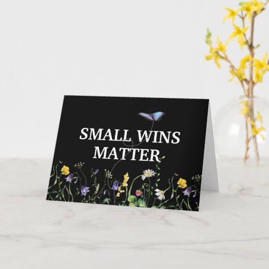 Inspiring Quote With Wildflowers and Butterfly Kaart (Gele Bloem)