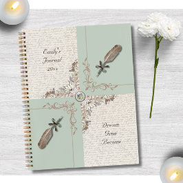 Inspiring Soft Sage Green Vintage Manuscript Notitieboek