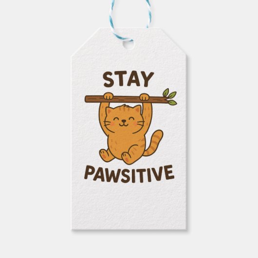  Inspiring "Stay pawsitive" Quote Print Cadeaulabel (Voorkant)