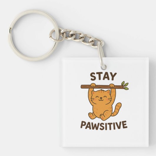  Inspiring "Stay pawsitive" Quote Print Sleutelhanger (voorkant)