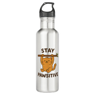  Inspiring "Stay pawsitive" Quote Print Waterfles