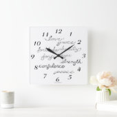 Inspiring Words Wall Clock Vierkante Klok (Huis)