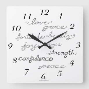 Inspiring Words Wall Clock Vierkante Klok