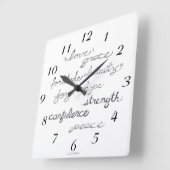 Inspiring Words Wall Clock Vierkante Klok (Hoek)