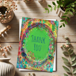 Inspirivity Dank Je Pretty Floral Green BoHo Bedankkaart