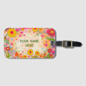 Inspirivity Fun Floral Gepersonaliseerd Bagagelabel (Voorkant (horizontaal))