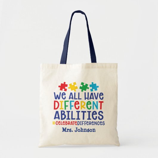 Inspiron Autism Teacher Personalized Tote Bag (Voorkant)