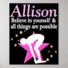 INSPIRPINK PERSONALIZED GIRL SWIMMER POSTER