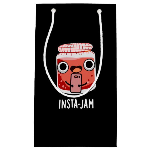 Insta-jam Funny Social Media Jam Pun Dark BG Klein Cadeauzakje (Voorkant)