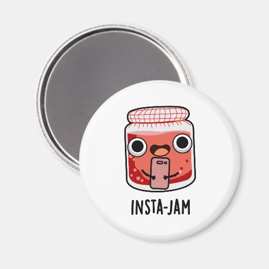 Insta-jam Funny Social Media Jam Pun Magneet (Voorkant / Achterkant)