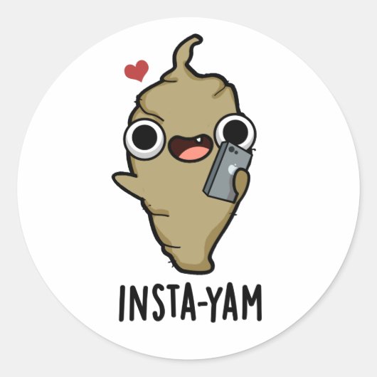 Insta-yam Grappige Sociale Media Veggie Pun Ronde Sticker (Voorkant)