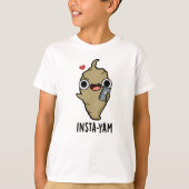 Insta-yam Grappige Sociale Media Veggie Pun T-shirt (Voorkant)