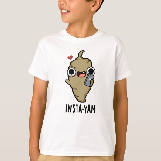 Insta-yam Grappige Sociale Media Veggie Pun T-shirt (Voorkant)