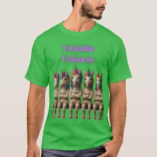 Instabiele Eenhoorns Grappige Whimsical Regenboog T-shirt