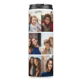 Instagram 11 Fotocollage Custom Monogram Roze Thermosbeker (Achterkant)