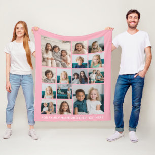Instagram 14 foto collage - kan roze bewerken fleece deken