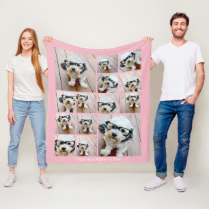 Instagram 14 Foto Collage - kan roze bewerken Fleece Deken