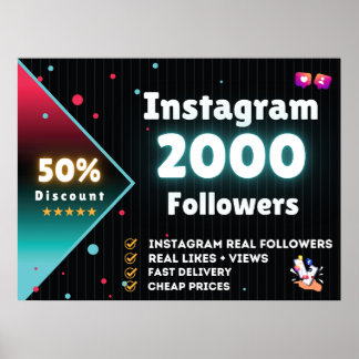 Instagram 2000 volgers | Instagram volgers kopen Poster