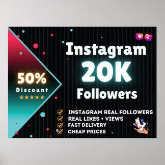 Instagram 20K volgers | Instagram volgers kopen Poster