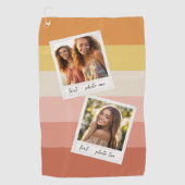 Instagram 2 Fotocollage Kleurrijke Koraalstrepen Golfhanddoek (Voorkant)