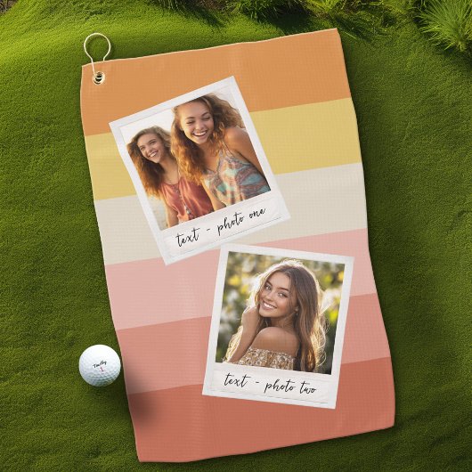 Instagram 2 Fotocollage Kleurrijke Koraalstrepen Golfhanddoek