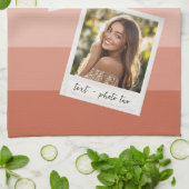 Instagram 2 Fotocollage Kleurrijke Koraalstrepen Theedoek (Gevouwen)